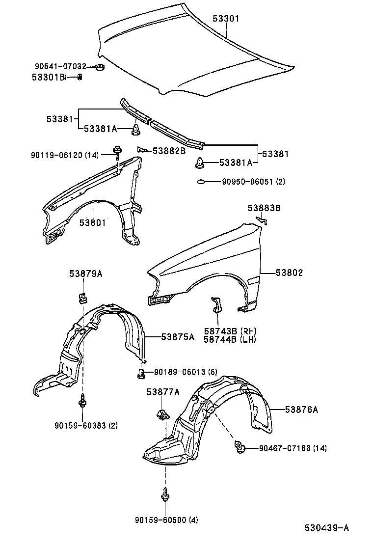 53812-10620 FENDER SUB-ASSY, FRONT LH product image