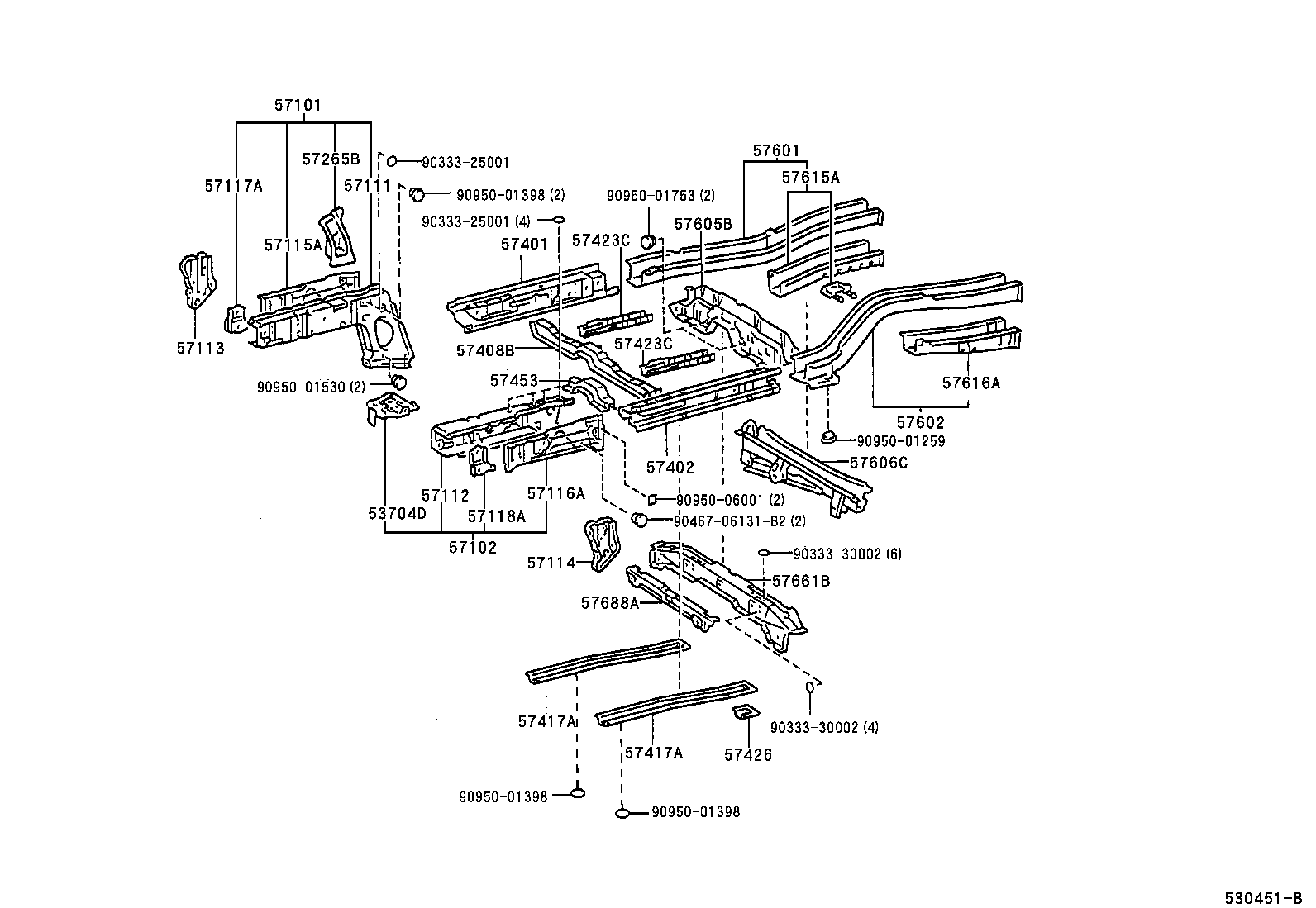 57402-10150 MEMBER SUB-ASSY, MAIN FLOOR SIDE, LH product image