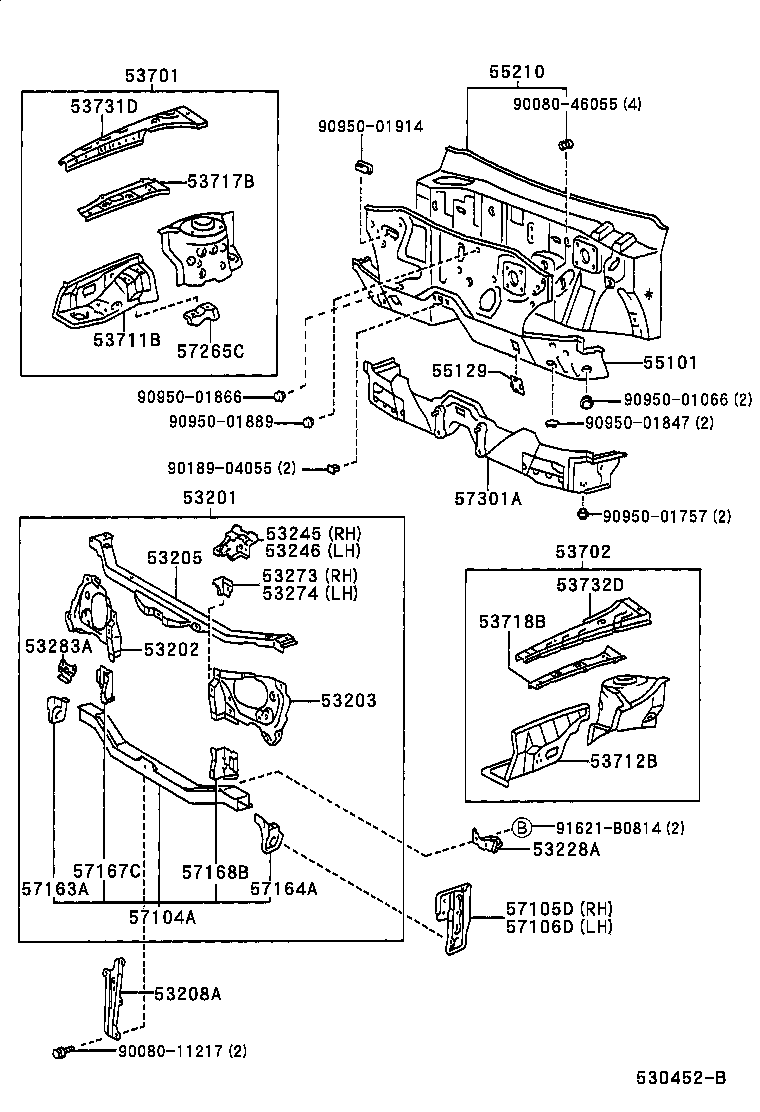 Toyota 53701-02040 APRON SUB-ASSY, FRONT FENDER, RH