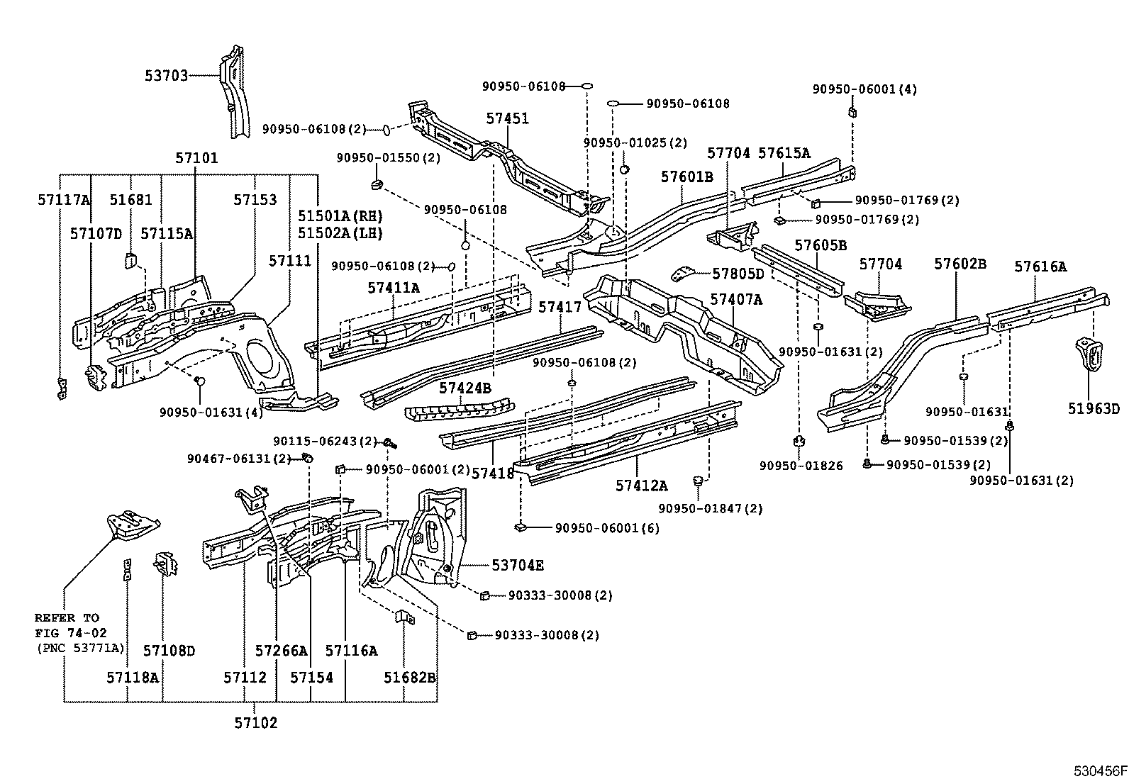 57125-12110 REINFORCE SUB-ASSY, FRONT BUMPER MOUNTING, RH product image