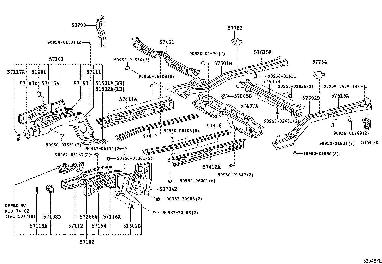 57125-12110 REINFORCE SUB-ASSY, FRONT BUMPER MOUNTING, RH product image