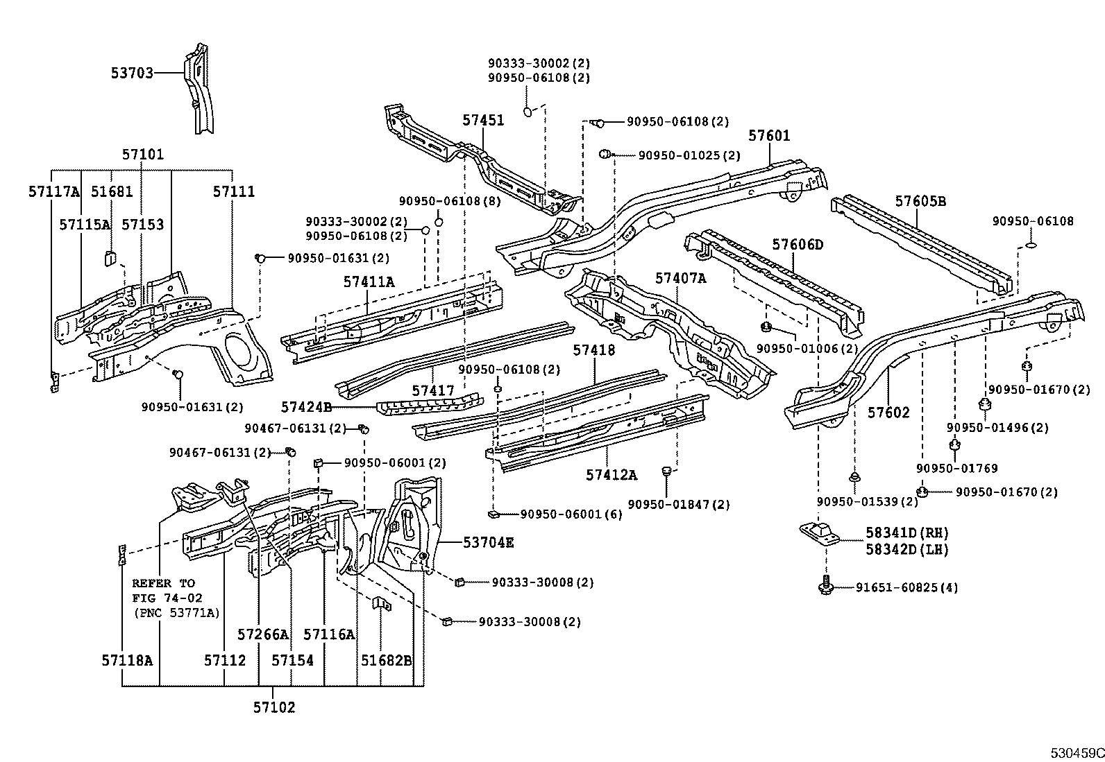 57125-12110 REINFORCE SUB-ASSY, FRONT BUMPER MOUNTING, RH product image
