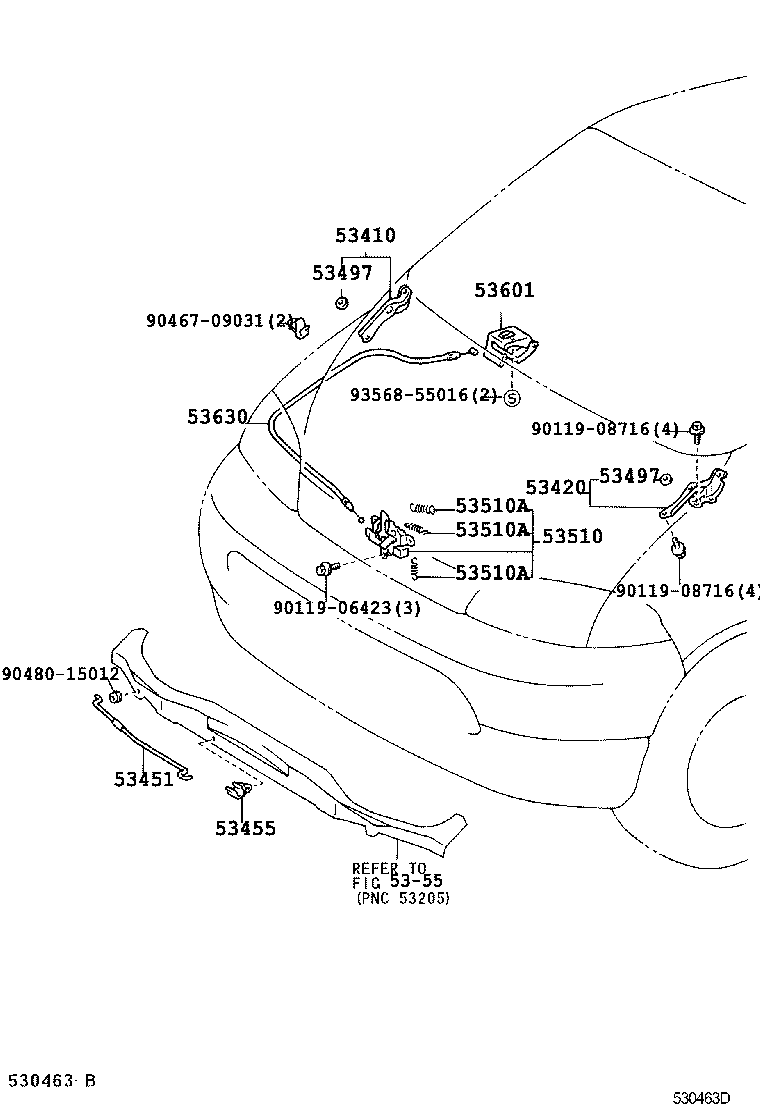 53451-26040 ROD, HOOD SUPPORT product image