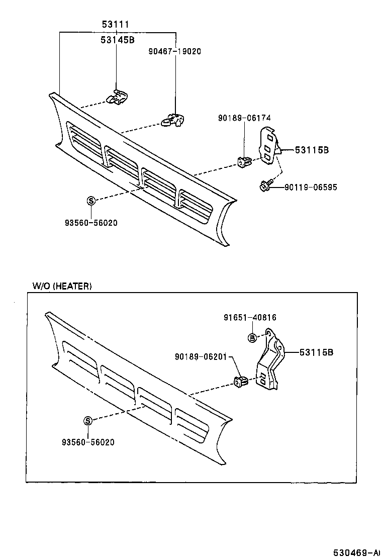 53115-37020 BRACKET, RADIATOR GRILLE product image