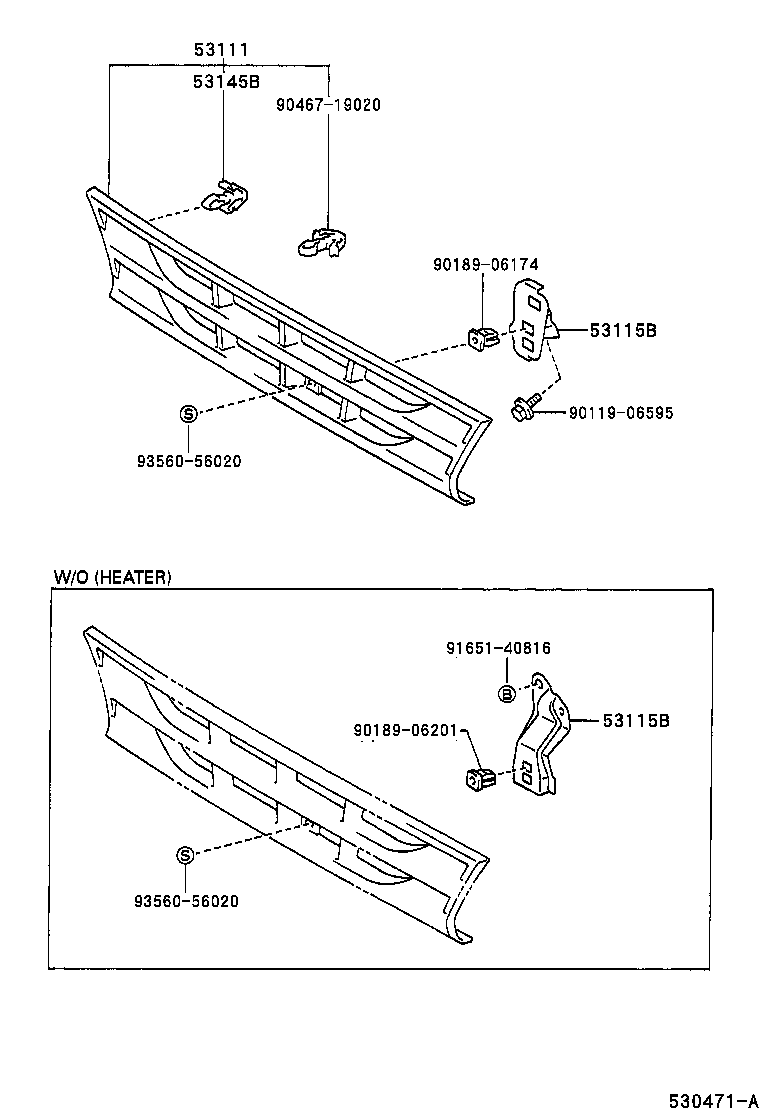 53101-37020-B0 GRILLE, RADIATOR product image