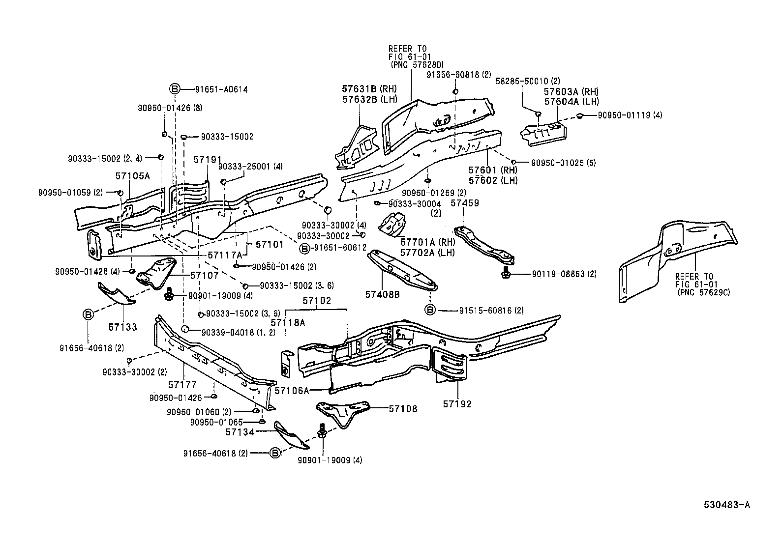 57101-17050 MEMBER SUB-ASSY, FRONT SIDE, RH product image