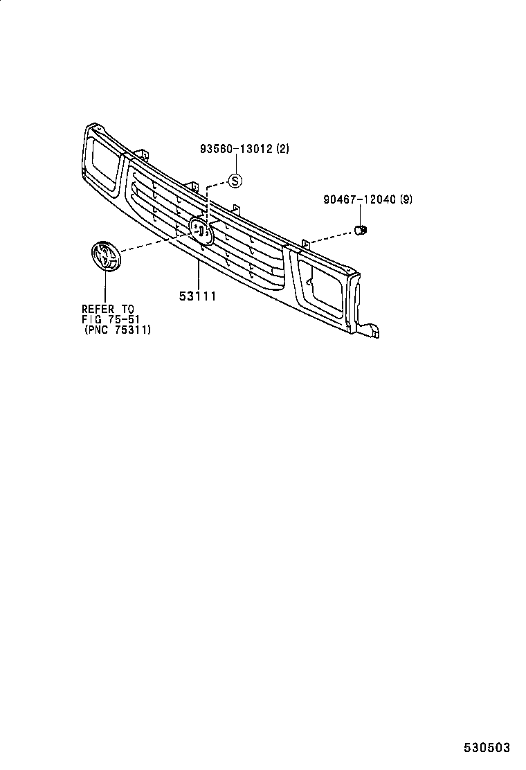 53111-35530 GRILLE, RADIATOR product image