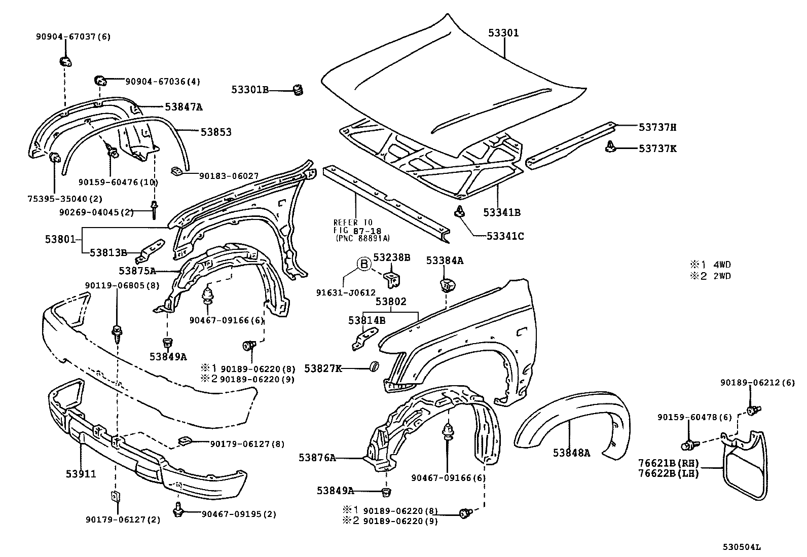53802-35210 FENDER SUB-ASSY, FRONT LH product image