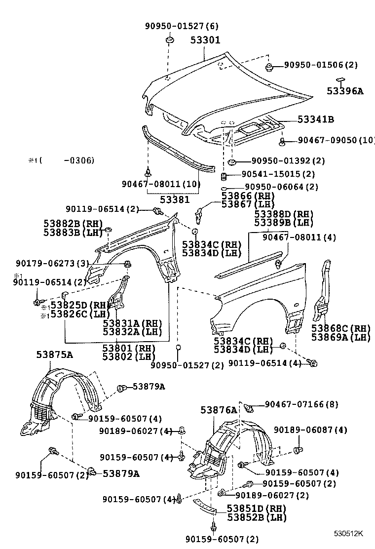 53801-3F280 FENDER SUB-ASSY, FRONT RH product image