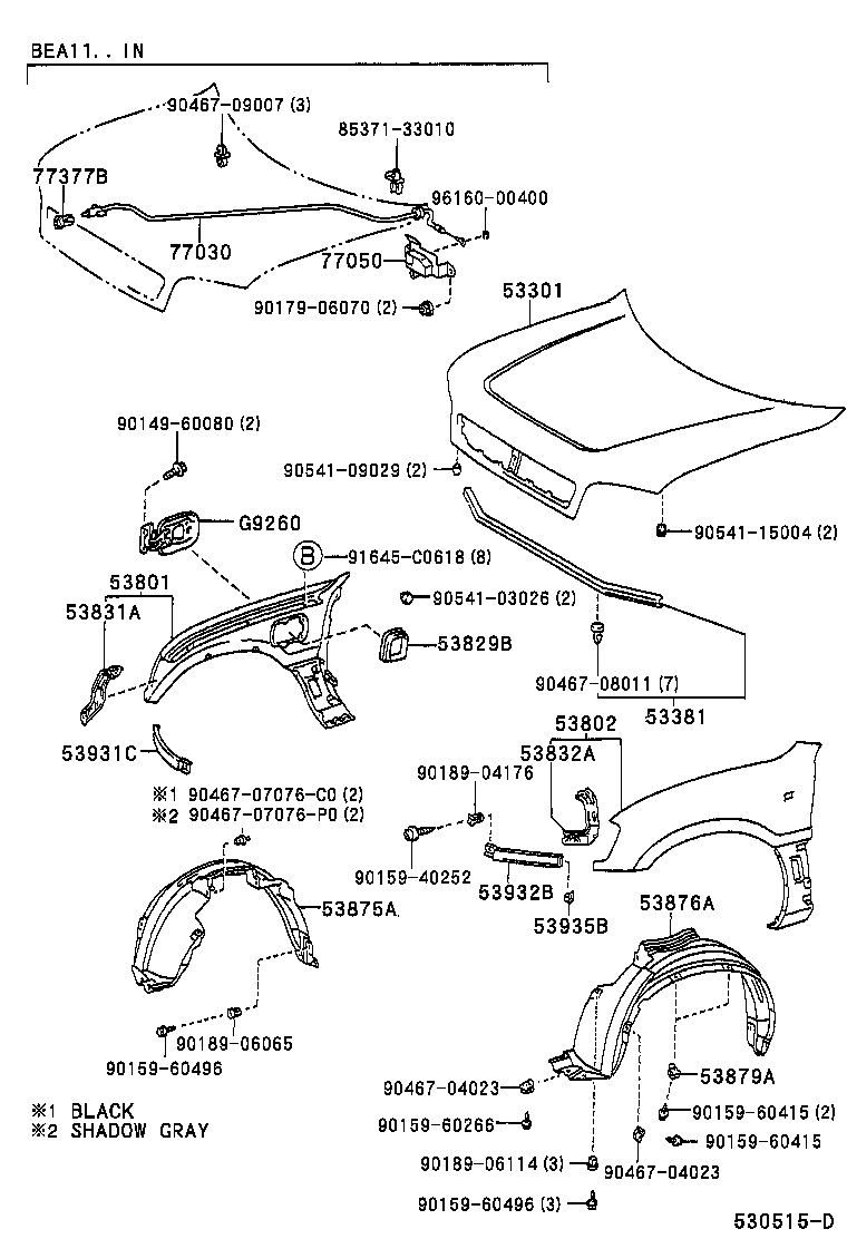 Toyota 53801-42110 FENDER SUB-ASSY, FRONT RH