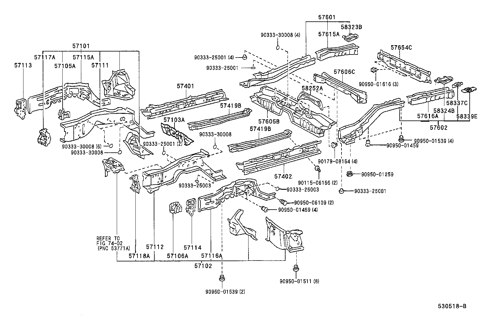 57602-07011 MEMBER SUB-ASSY, REAR FLOOR SIDE, LH product image