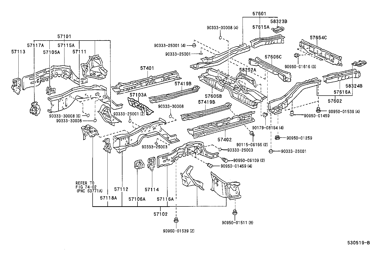 57103-06010 CROSSMENBER SUB-ASSY, FLOOR, NO.3 product image