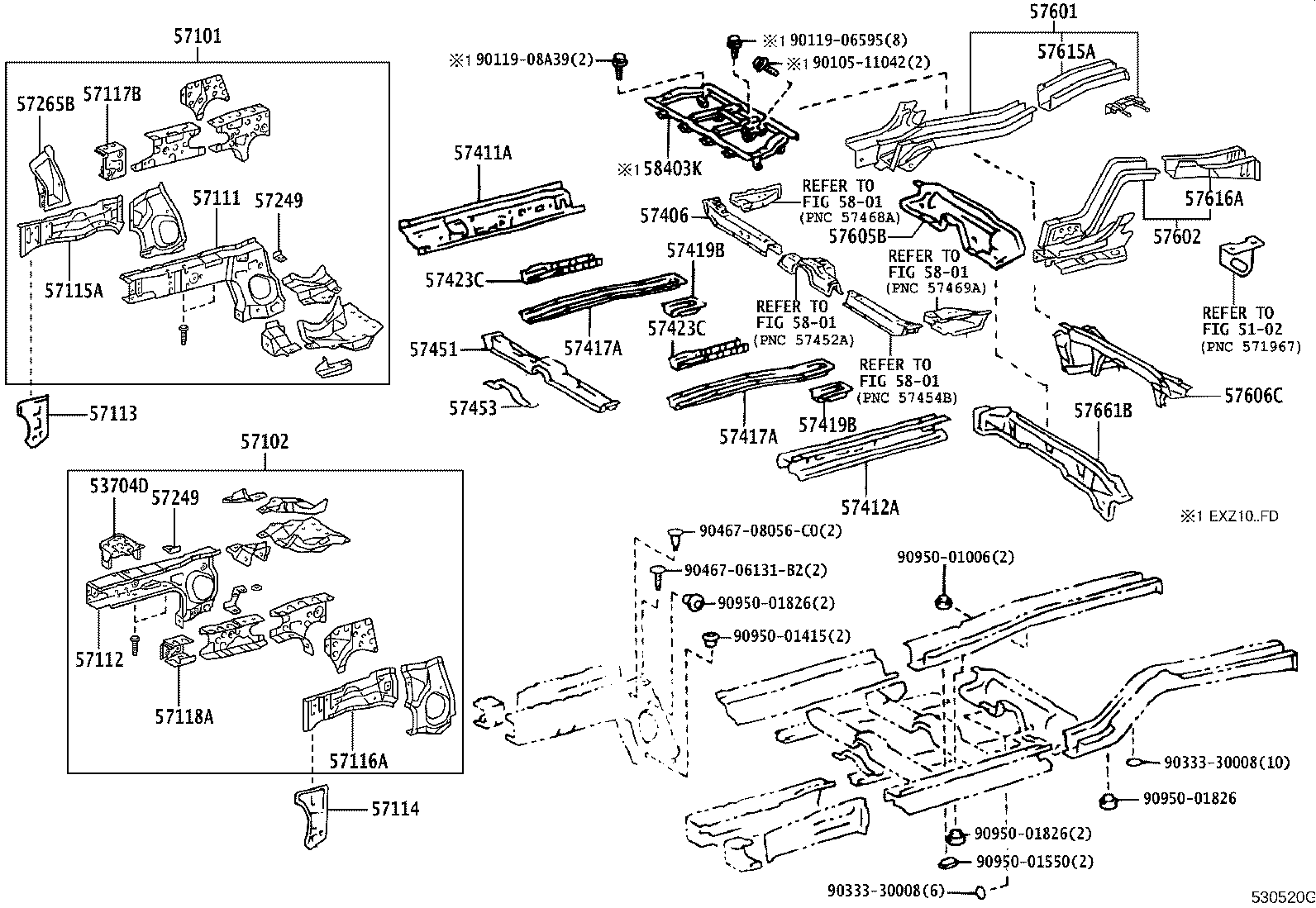 57402-46010 MEMBER, FLOOR SIDE, INNER LH product image
