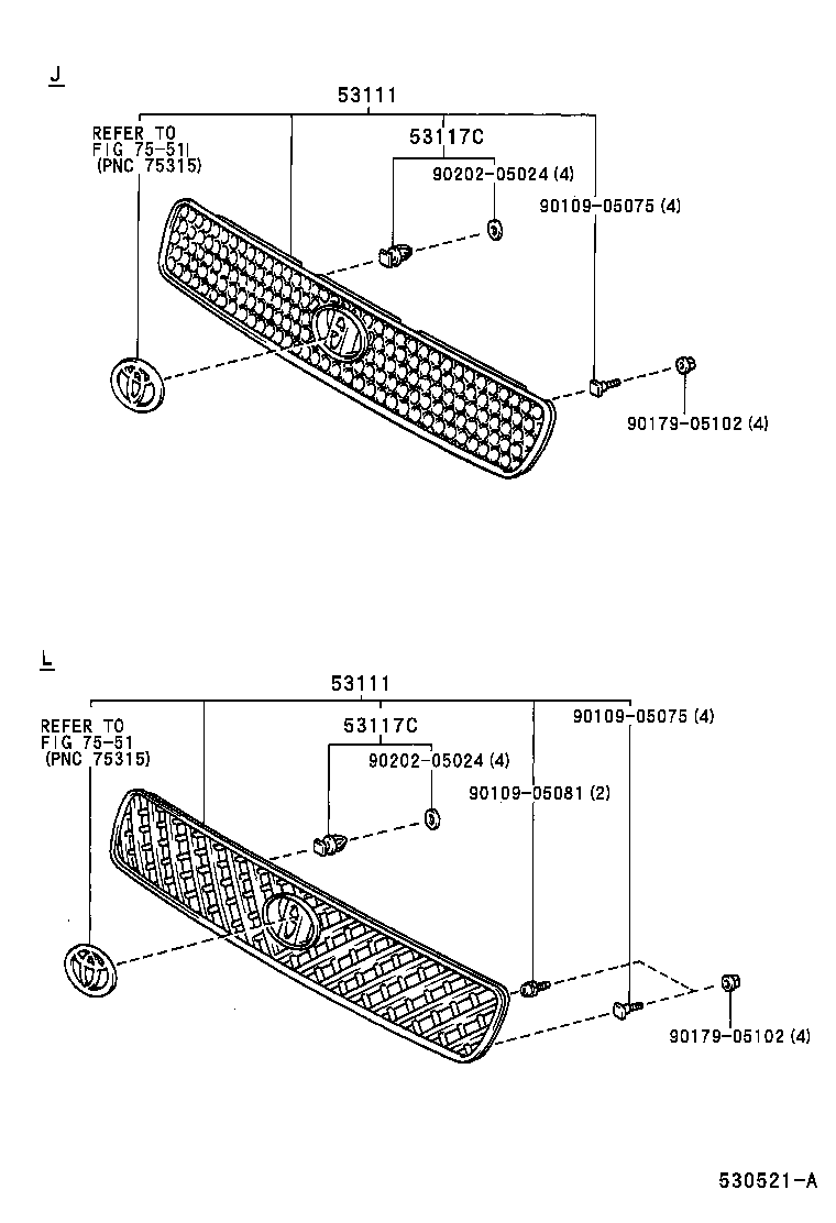 53101-42020 GRILLE, RADIATOR product image
