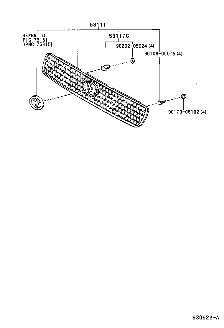 Toyota 53101-42010 GRILLE, RADIATOR