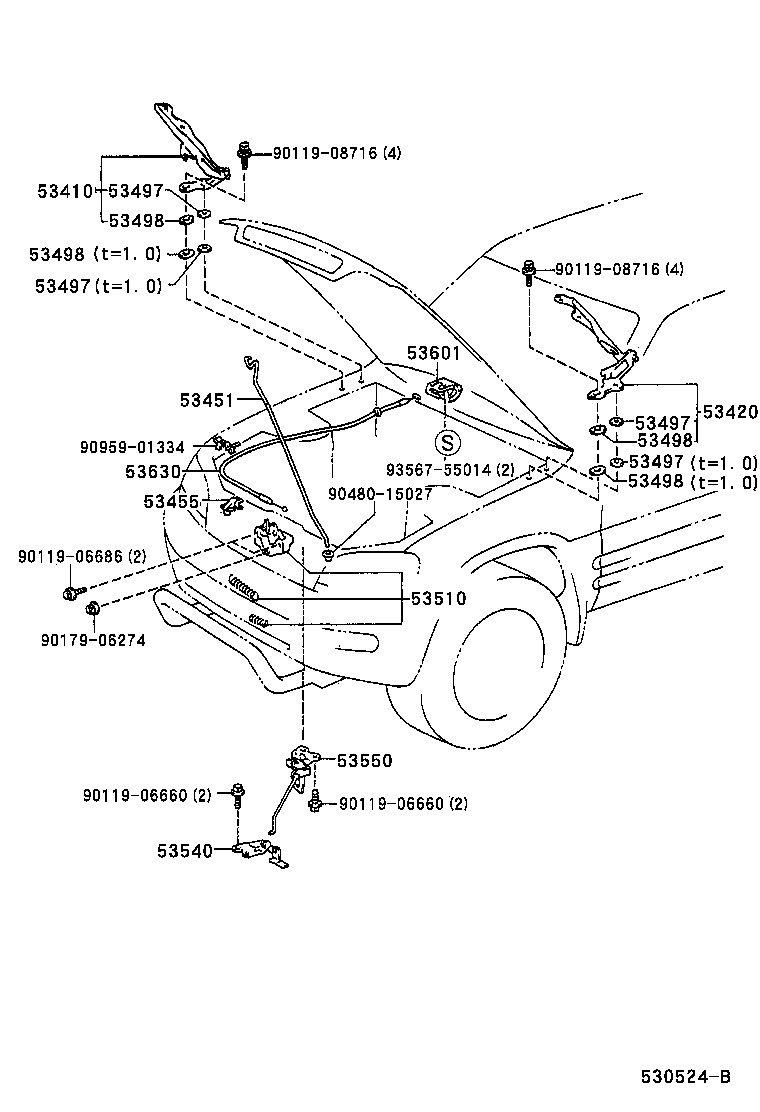 Toyota 53451-42031 ROD, HOOD SUPPORT