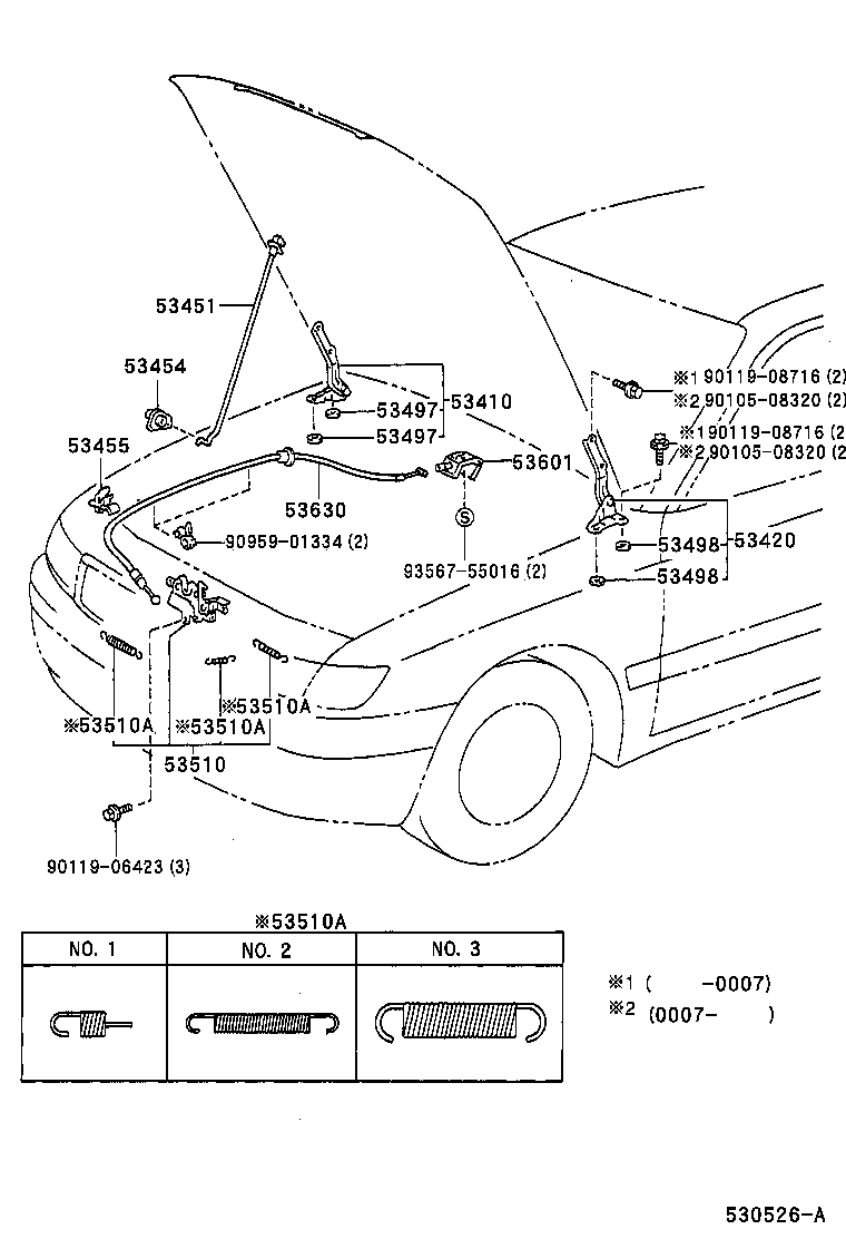 53630-05030 CABLE ASSY, HOOD LOCK CONTROL product image