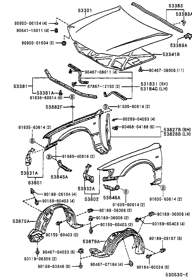 53801-33090 FENDER SUB-ASSY, FRONT RH product image