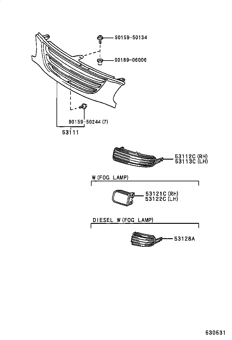 53111-05040 GRILLE, RADIATOR product image