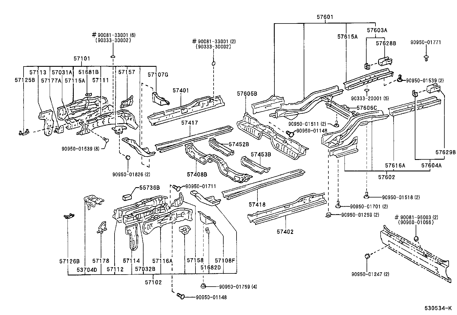 57032-05021 REINFORCEMENT SUB-ASSY, FRONT SIDE MEMBER, NO.2 LH product image
