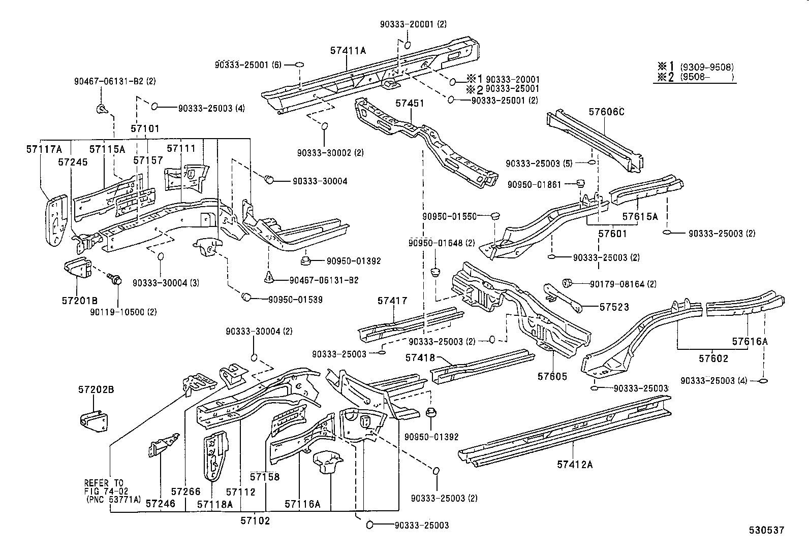 57602-20430 MEMBER SUB-ASSY, REAR FLOOR SIDE, LH product image