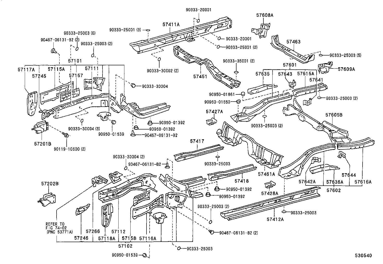 57201-20060 EXTENSION SUB-ASSY, FRONT SIDE MEMBER, RH product image