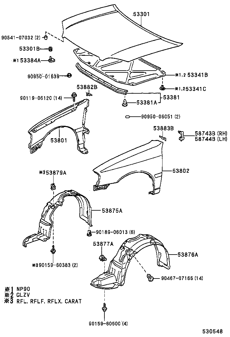 53811-10600 FENDER SUB-ASSY, FRONT RH product image