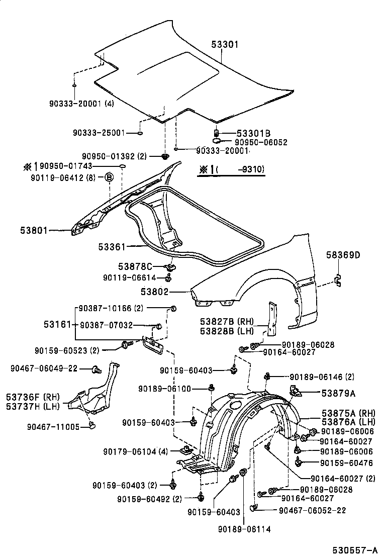 53827-17020 PROTECTOR, FRONT FENDER SIDE PANEL product image