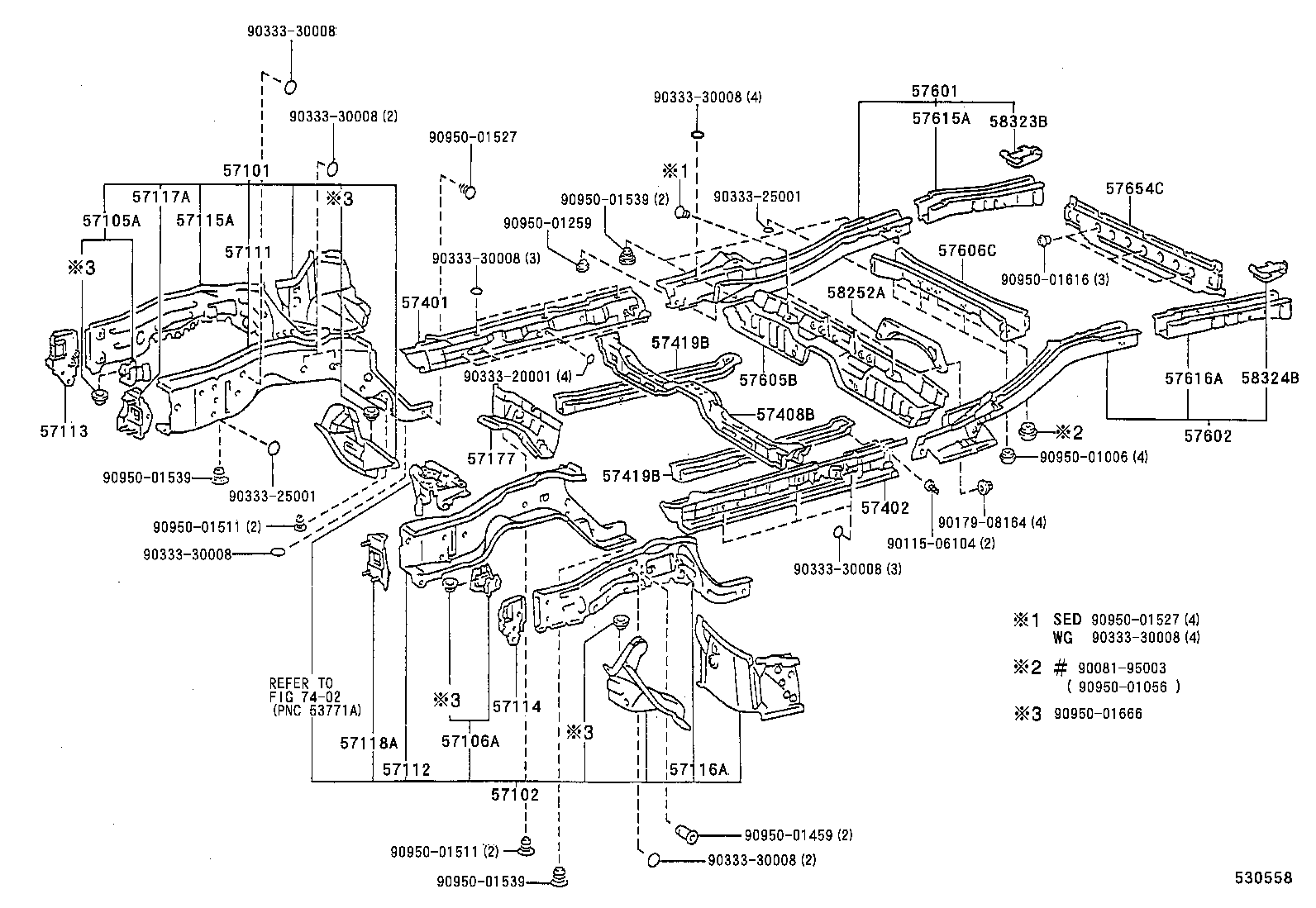 57654-06010 MEMBER, REAR FLOOR CROSS, NO.3 product image