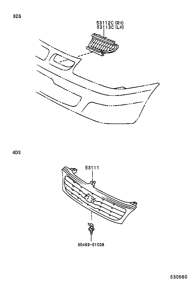 53112-16080 GRILLE, RADIATOR, LOWER RH product image