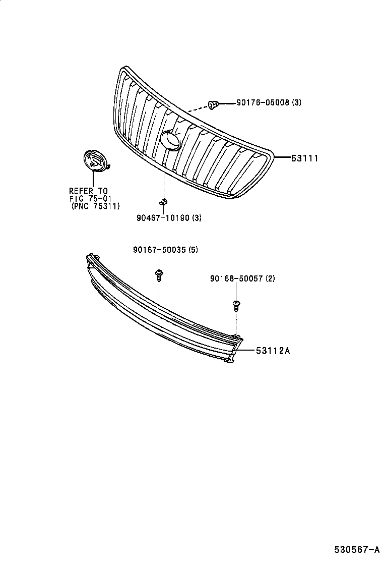 53111-48010 GRILLE, RADIATOR product image