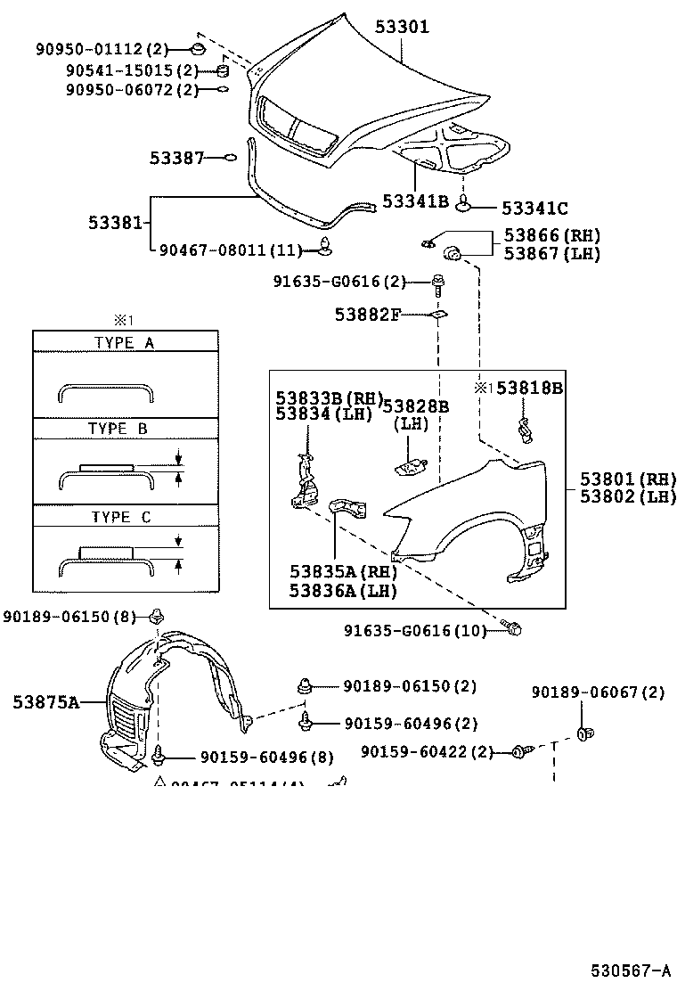 53802-48011 FENDER SUB-ASSY, FRONT LH product image