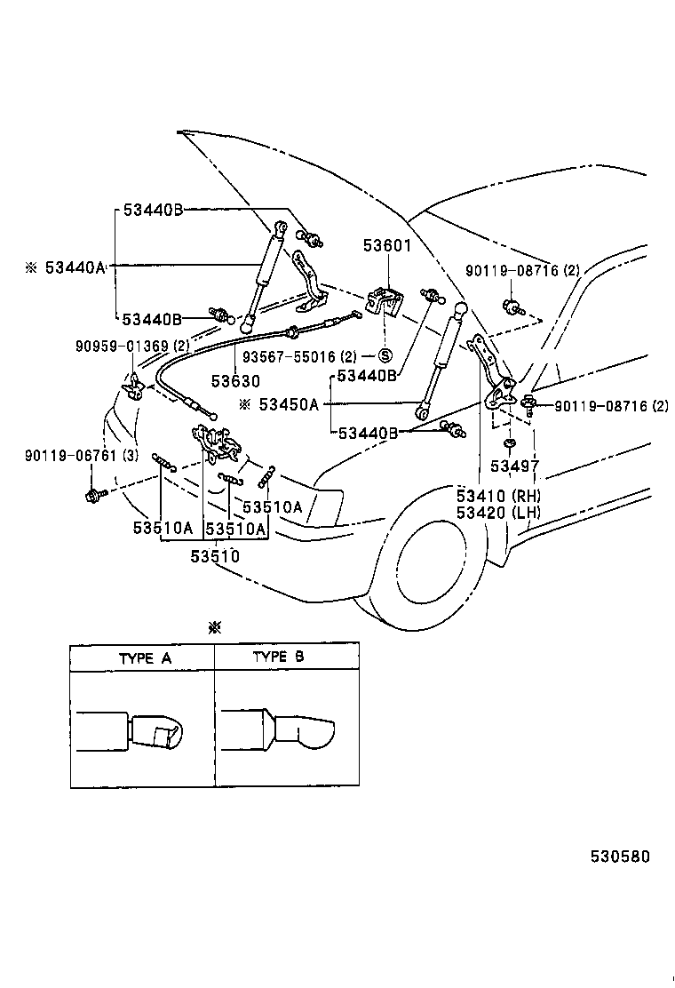 53550-30070 HOOK ASSY, HOOD AUXILIARY CATCH product image