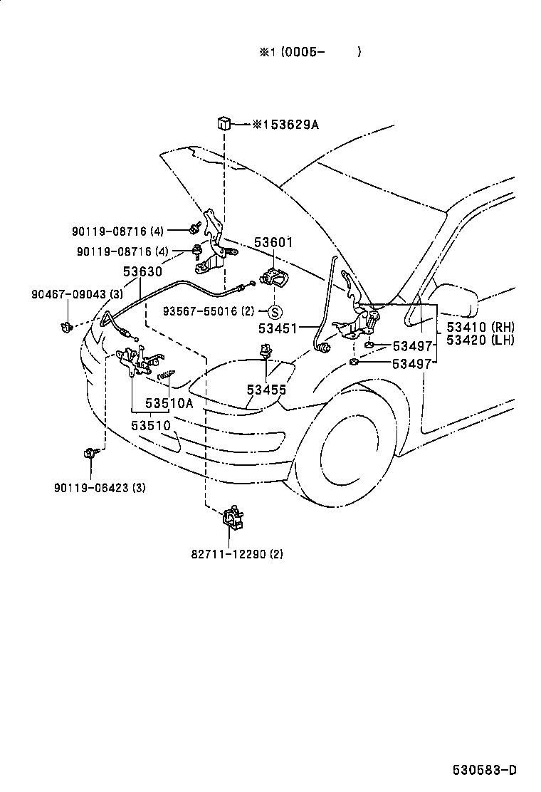 53630-47010 CABLE ASSY, HOOD LOCK CONTROL product image