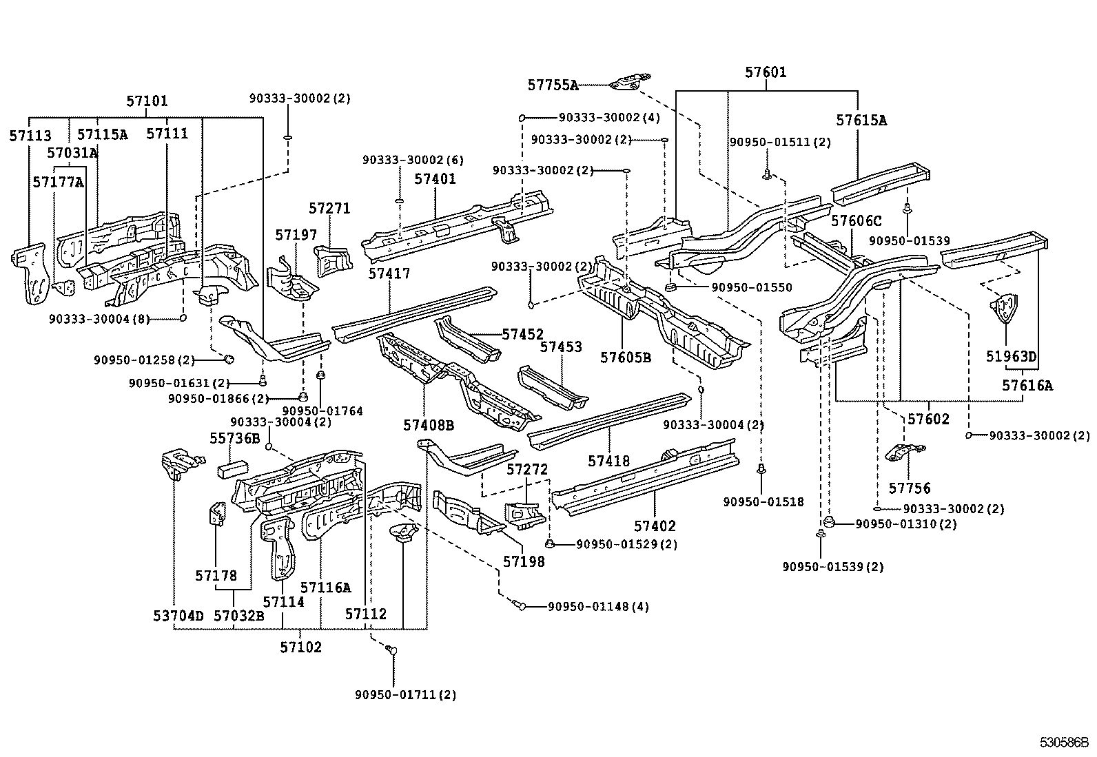 57101-20933 MEMBER SUB-ASSY, FRONT SIDE, RH product image