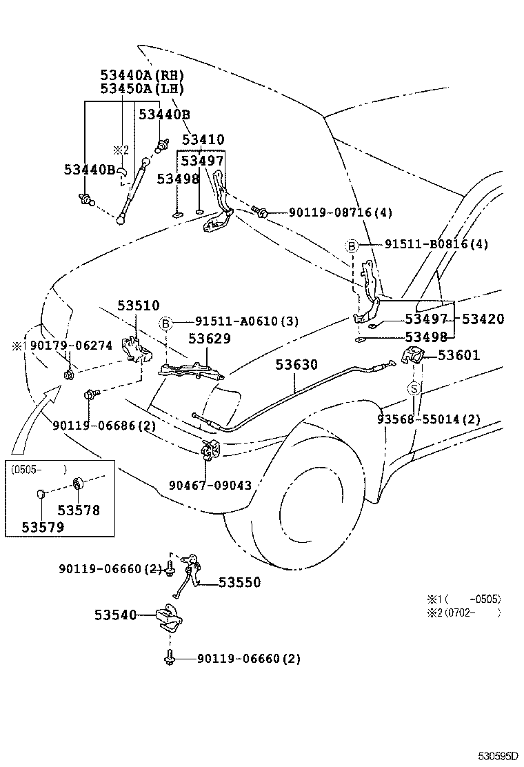 Toyota 53450-69035 SUPPORT ASSY, HOOD, LH