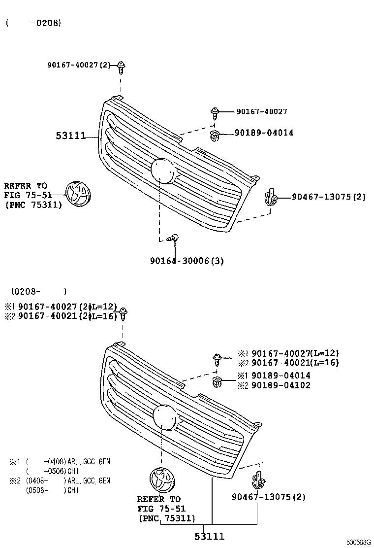 53101-60370 GRILLE, RADIATOR product image
