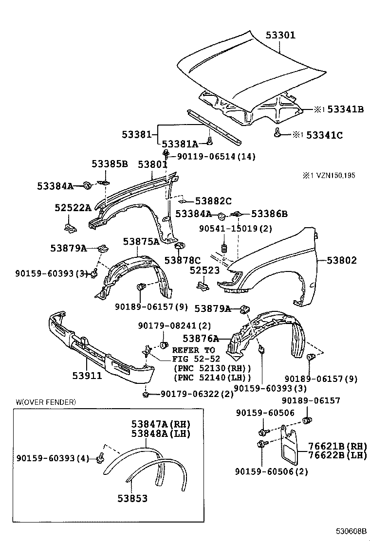 Toyota 53812-04061 FENDER SUB-ASSY, FRONT LH