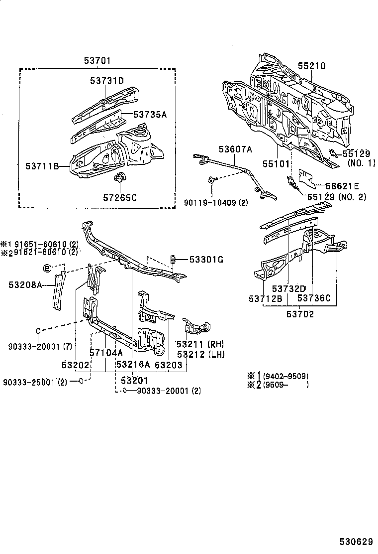 53201-20690 SUPPORT SUB-ASSY, RADIATOR product image