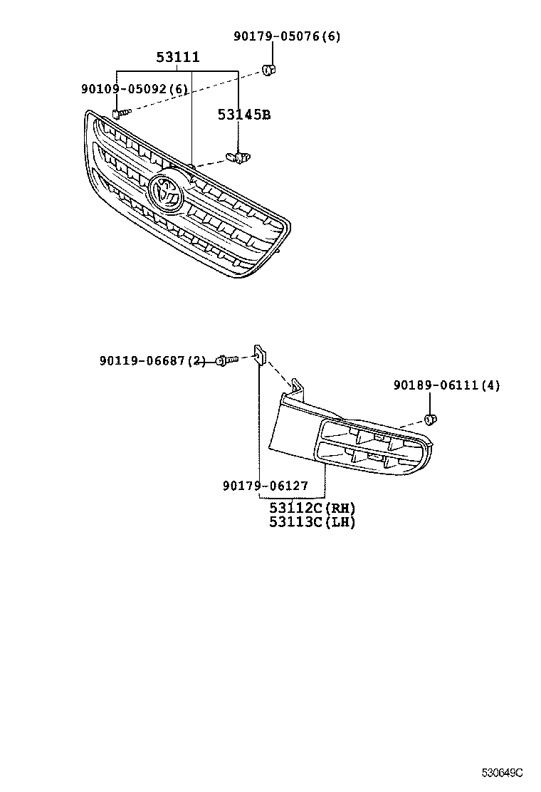 53145-44010 CLIP, RADIATOR GRILLE GARNISH product image