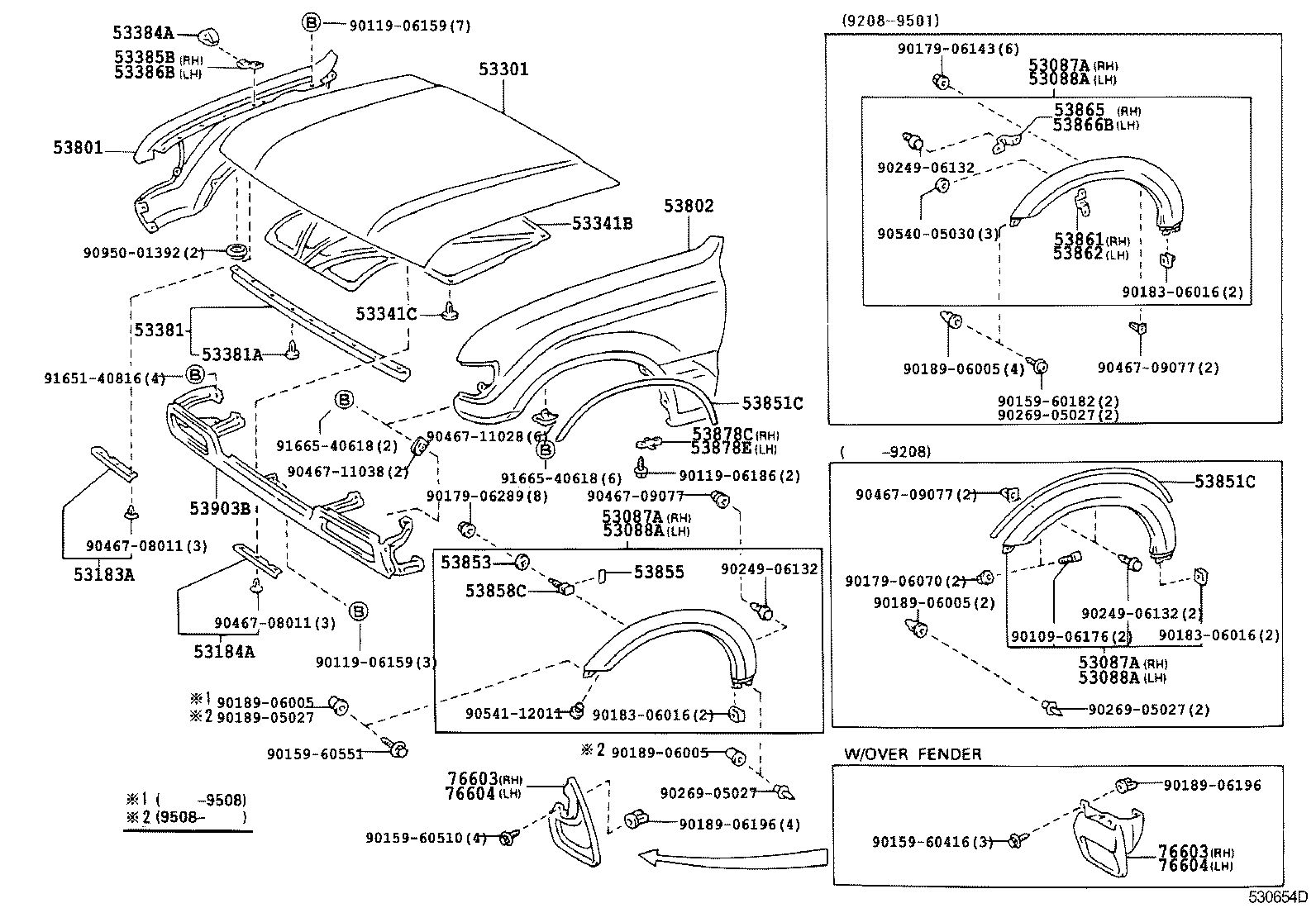53801-60082 FENDER SUB-ASSY, FRONT RH product image
