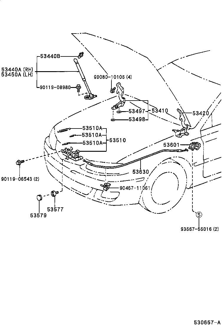 Toyota 53420-06050 HINGE ASSY, HOOD, LH