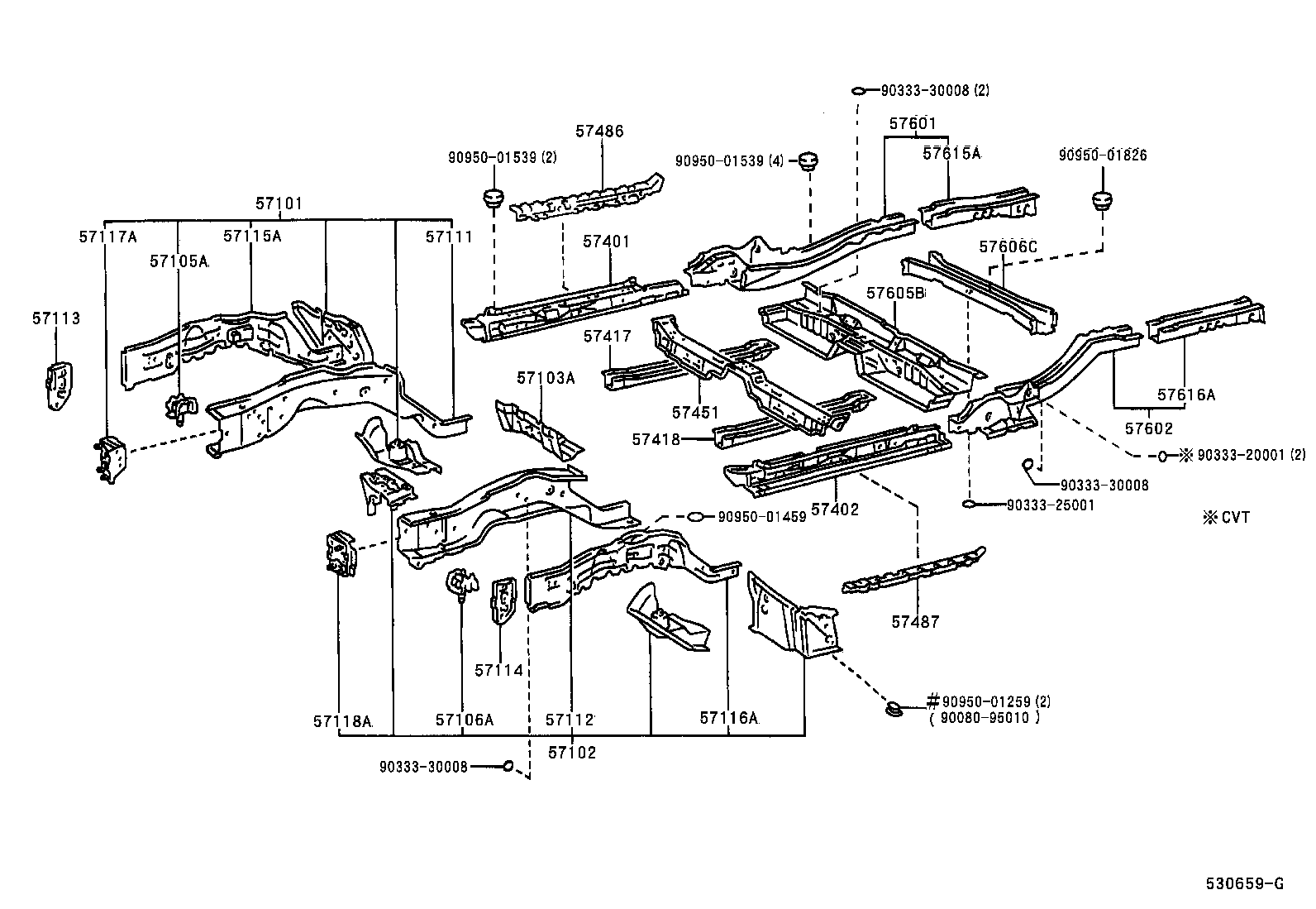 Toyota 57607-33010 MEMBER SUB-ASSY, REAR FLOOR CROSS, NO.3