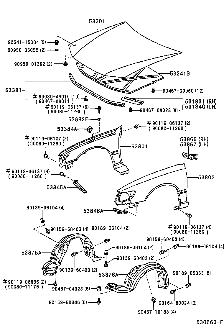 Toyota 53867-06010 SEAL, FRONT FENDER TO COWL SIDE, LH