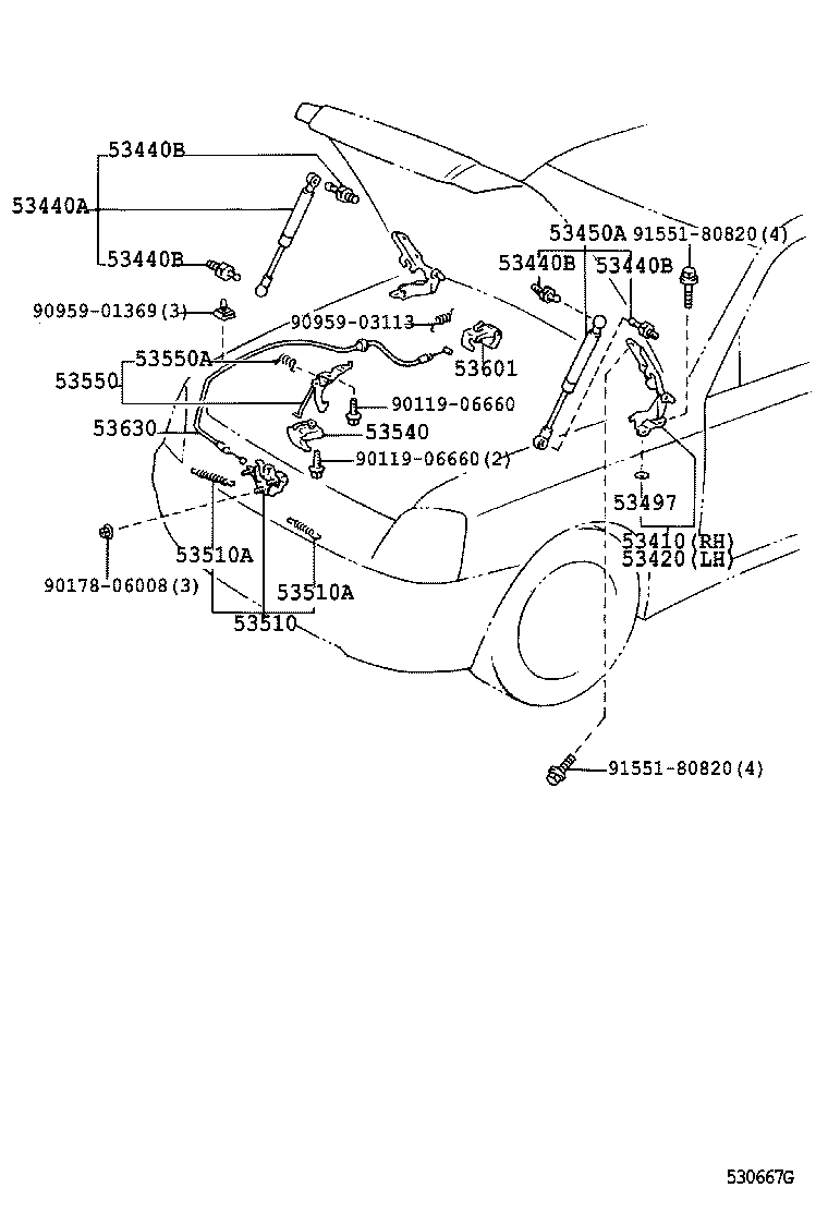 53550-51030 HOOK ASSY, HOOD AUXILIARY CATCH product image