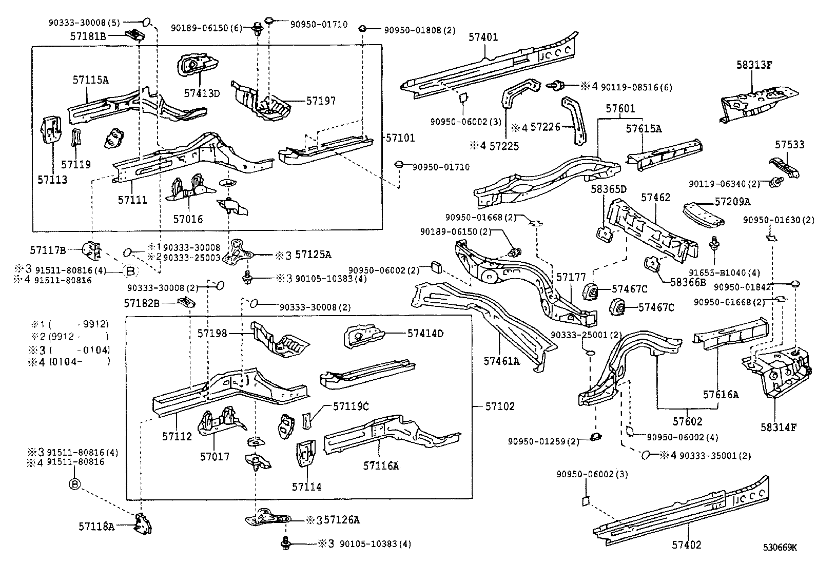 57602-51901 MEMBER SUB-ASSY, REAR FLOOR SIDE, LH product image
