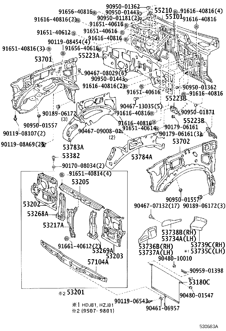 53720-60070 APRON SUB-ASSY, FRONT FENDER, LH product image
