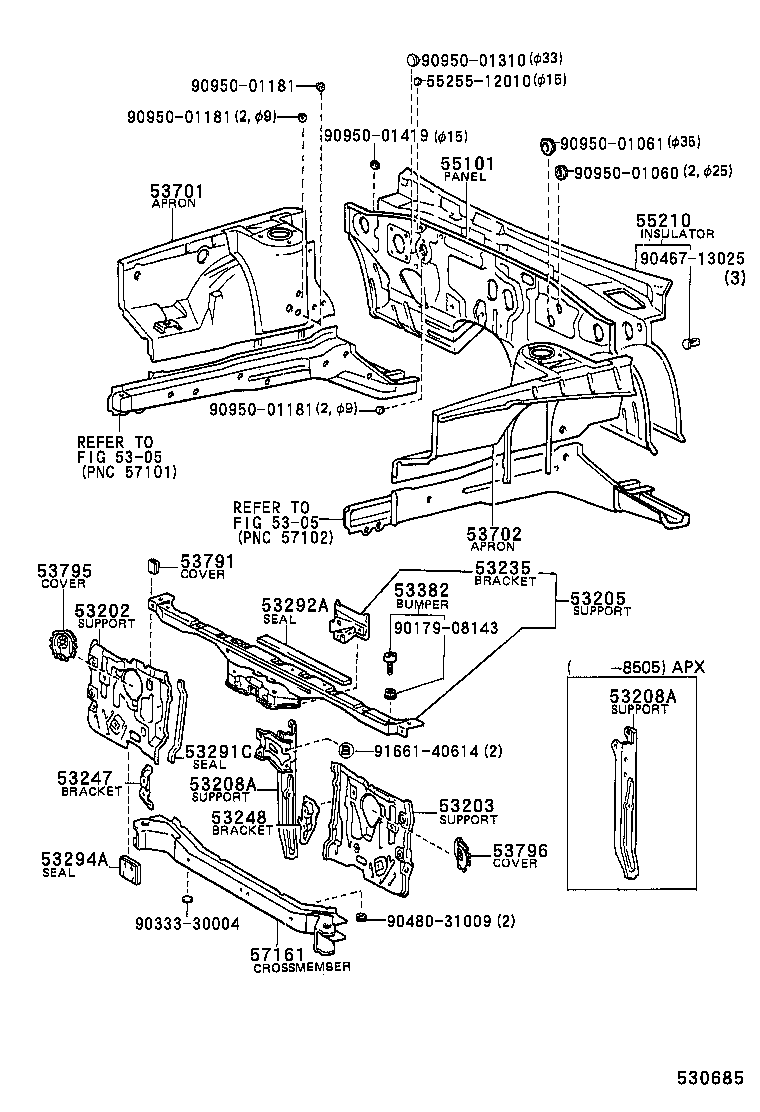 53701-12912 APRON SUB-ASSY, FRONT FENDER, RH product image