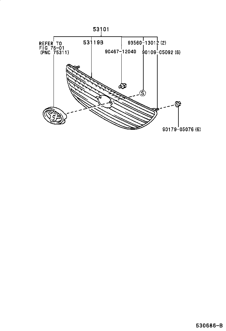 53101-44150 GRILLE SUB-ASSY, RADIATOR product image