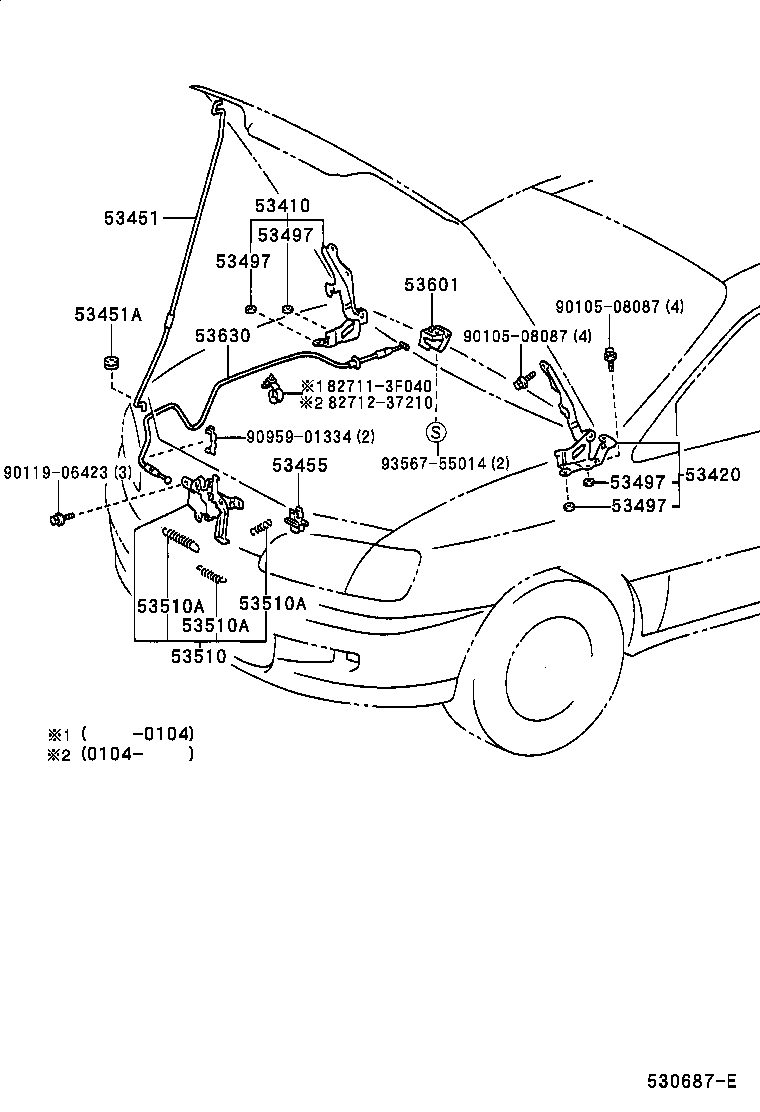 53630-44050 CABLE ASSY, HOOD LOCK CONTROL product image